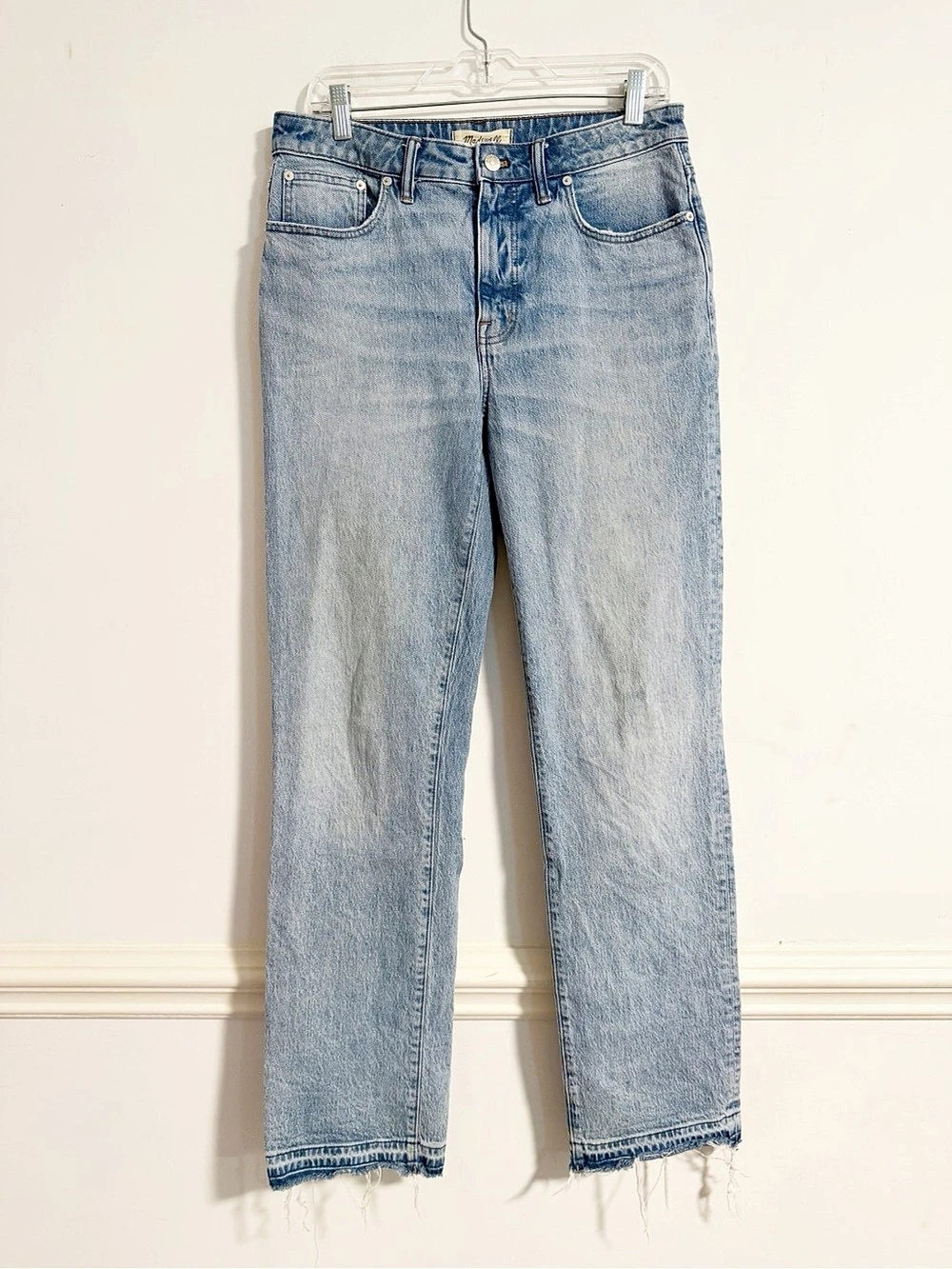 Madewell The Curvy Perfect Vintage Jeans 29T Light Wash Straight Raw Hem